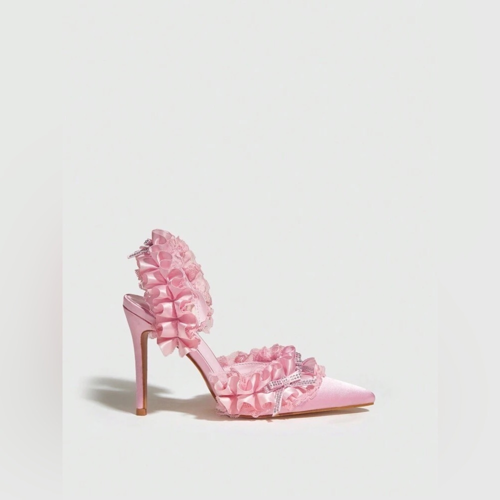 CUCCOO HITCHD Valentines Day Lace Detail Thin Heeled Slingback Sandals Size 6/36 - Picture 4 of 13